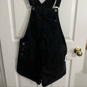 Short overalls black denim NEW WITH TAGS